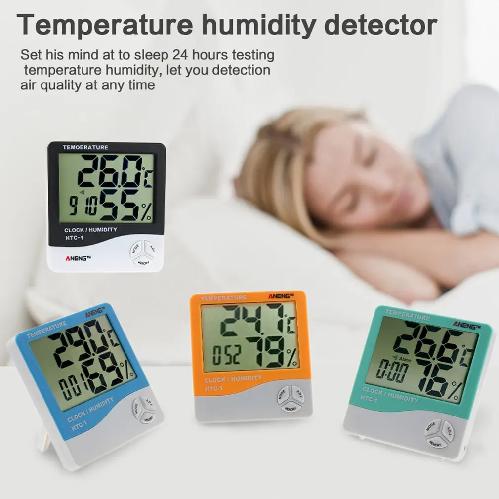 HTC-1 Крытый ЖК-электронный цифровой измеритель температуры и влажности комнатный термометр гигрометр Будильник Метеостанция