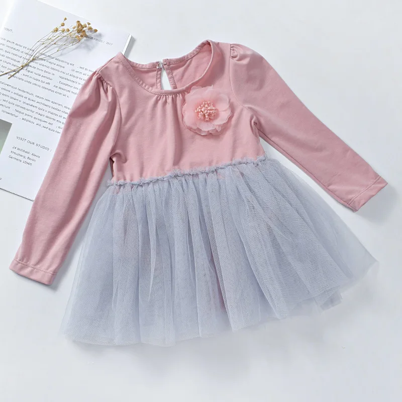 

New long-sleeved girls dress children's net yarn dance dress autumn cute little girl princess dress