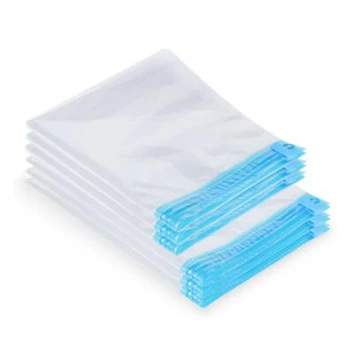 

12 Pcs Hand Roll-Up Vacuum Compressed Bags Transparent Clothing Space Saving Bags Travel Home Sealed Compression Storage Bags