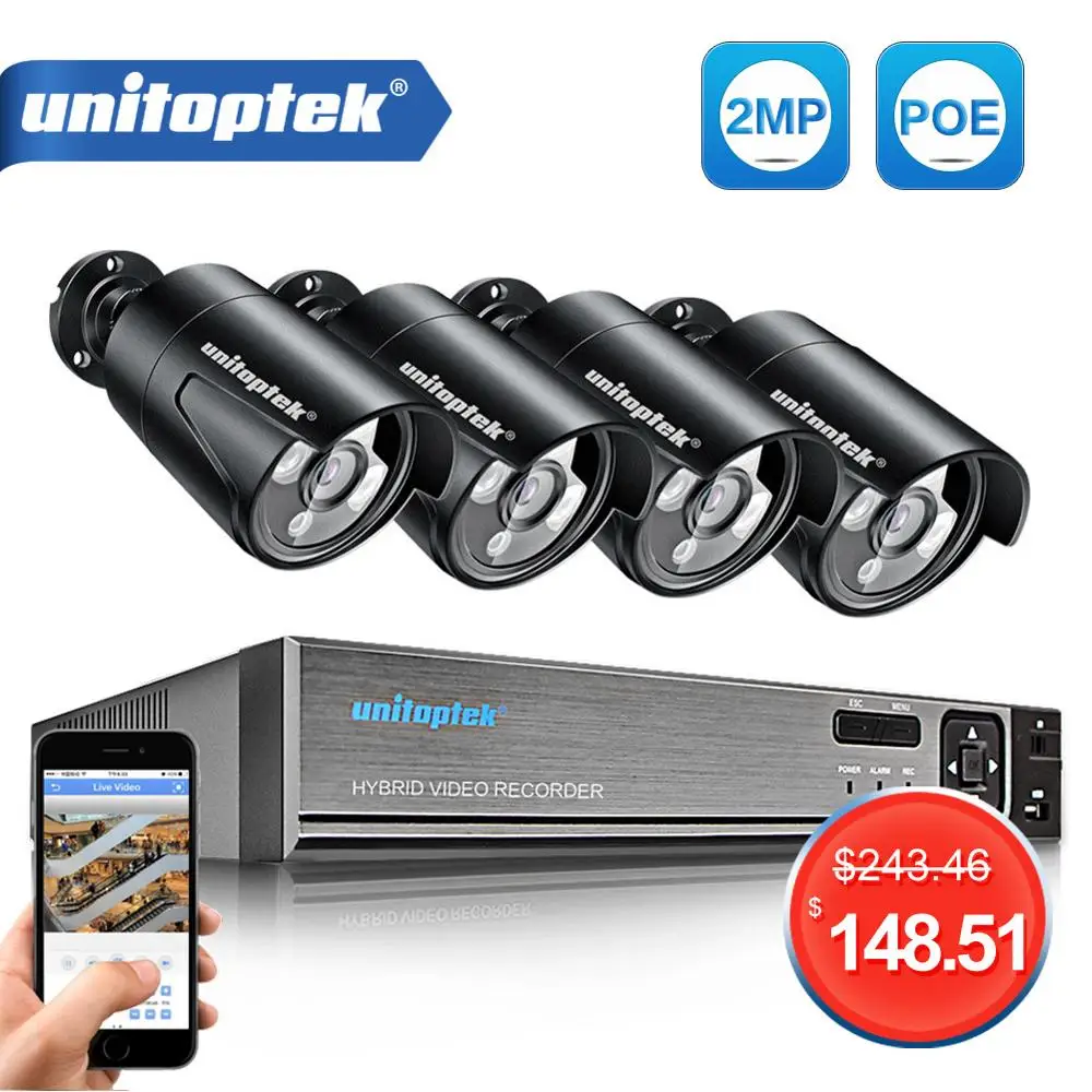 4CH 4MP POE NVR CCTV System Plug And Play 2MP Waterproof Bullet IP Camera Outdoor IR 20M Security S