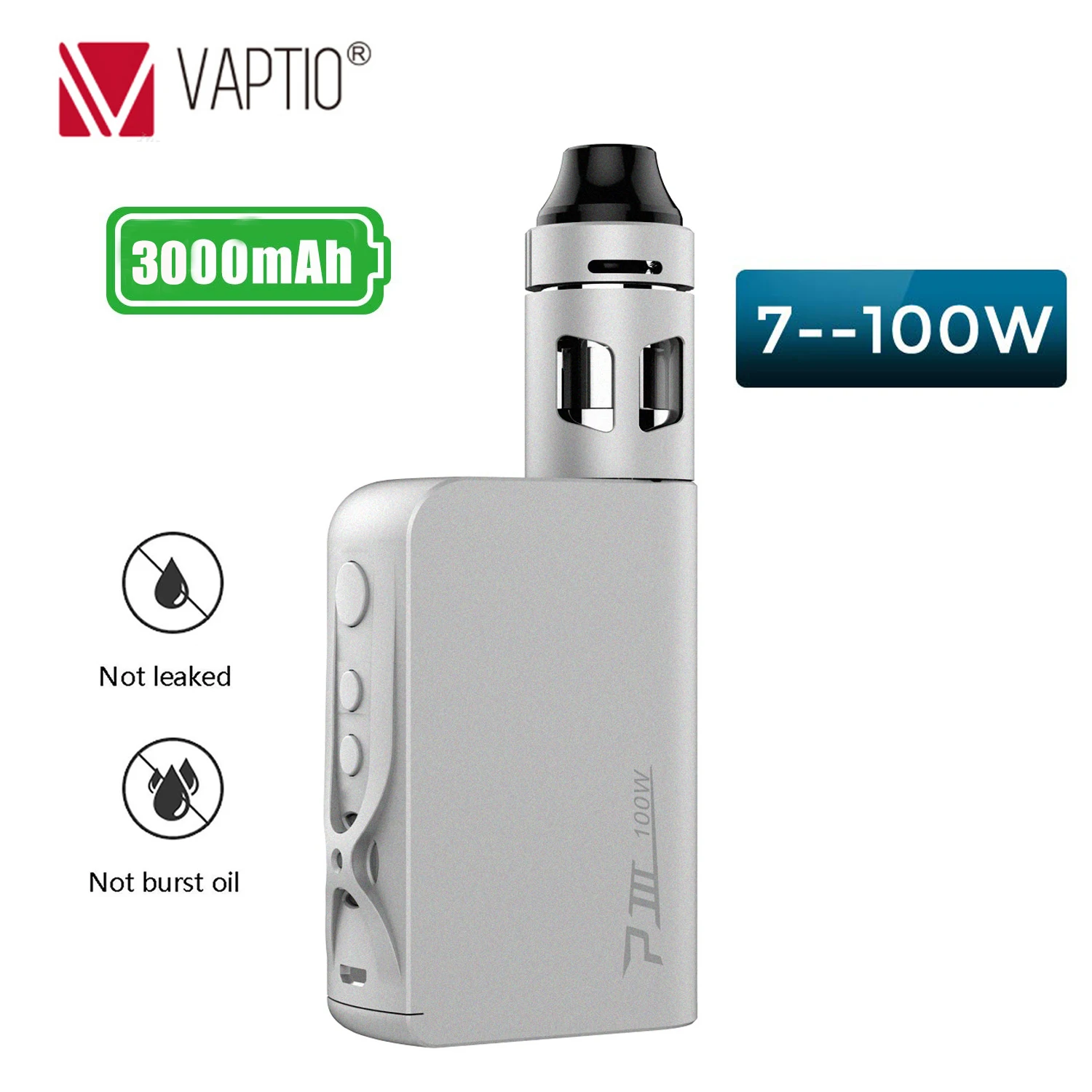  Ship from UK Vaptio P3 Electronic cigarette kit with 3000mah box mod VW/TC Battery Vaporizer kit 2m