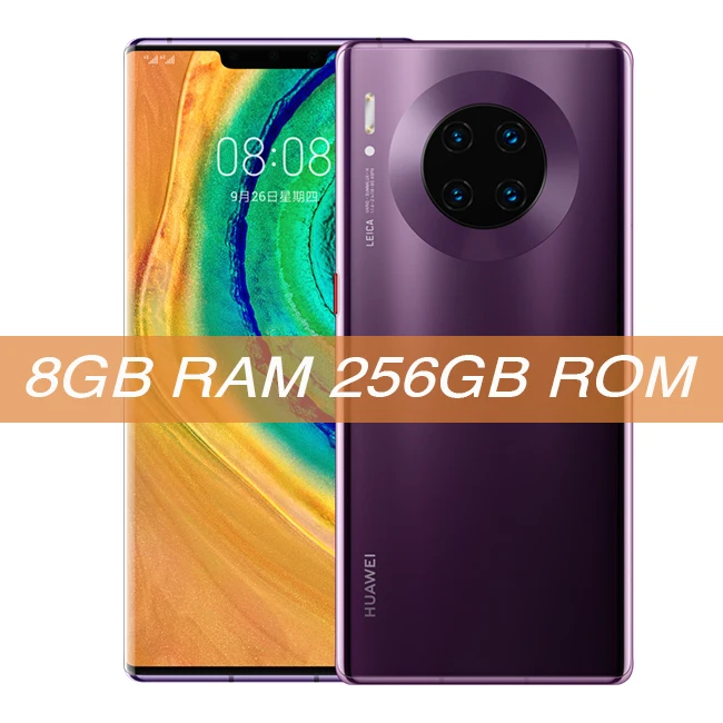 HUAWEI mate 30 Pro, 8 ГБ, 128 ГБ, мобильный телефон, 6,53 дюймов, Kirin 990, четыре ядра, Android 10, встроенный датчик жестов, Google play - Цвет: Purple 8GB 256GB