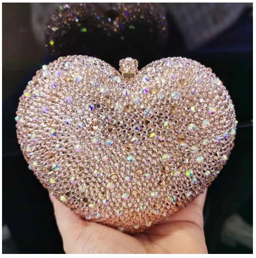 Red Crystal Clutch Evening Bag  Diamond Heart Shape Clutch Bag - Bling  Diamond - Aliexpress