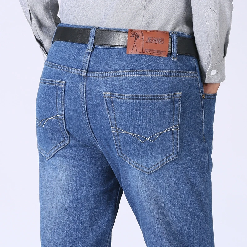 Зимние мужские теплые флисовые джинсы новые классические стильные деловые повседневные утолщенные эластичные джинсовые штаны мужские брендовые синие брюки LY858