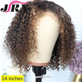 

Curly 13x6 Lace Front Human Hair Wigs With Baby Hair Pre Plucked Remy Brazilian Lace Wigs Ombre Brown Color Bleached Knots