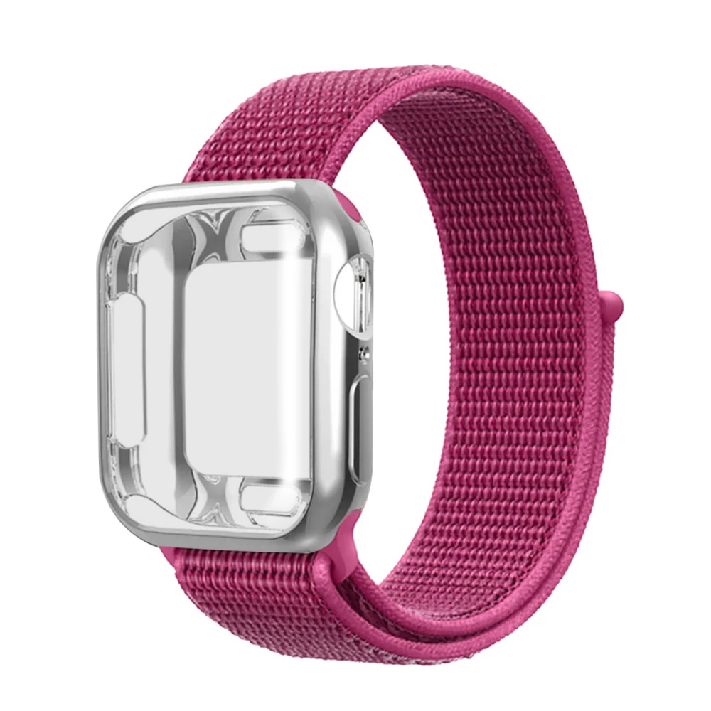 Для случая с нейлоновым ремешком Apple смотреть 5/4/3/2/1 42 мм 38 мм Pulseira Band для iwatch 40 мм 44 мм спортивный браслет - Цвет ремешка: Dragon fruit