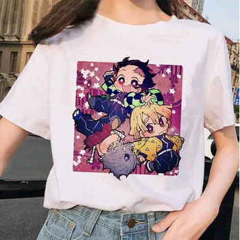 

Women's T-shirt Japanese anime demon killer ladies T-shirt Ulzzang Harajuku shirt graphics Kimetsu No Yaiba Kawaii T-shirt