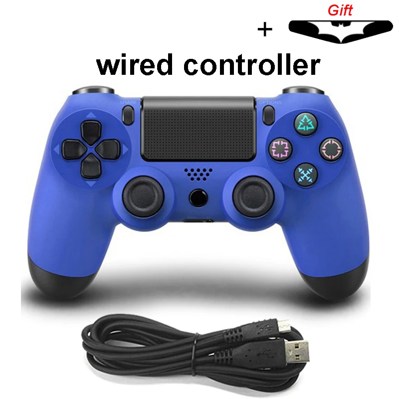 Bluetooth беспроводной/проводной джойстик для PS4 контроллер подходит для mando ps4 консоль для Playstation Dualshock 4 геймпад для PS3 - Цвет: wired Blue