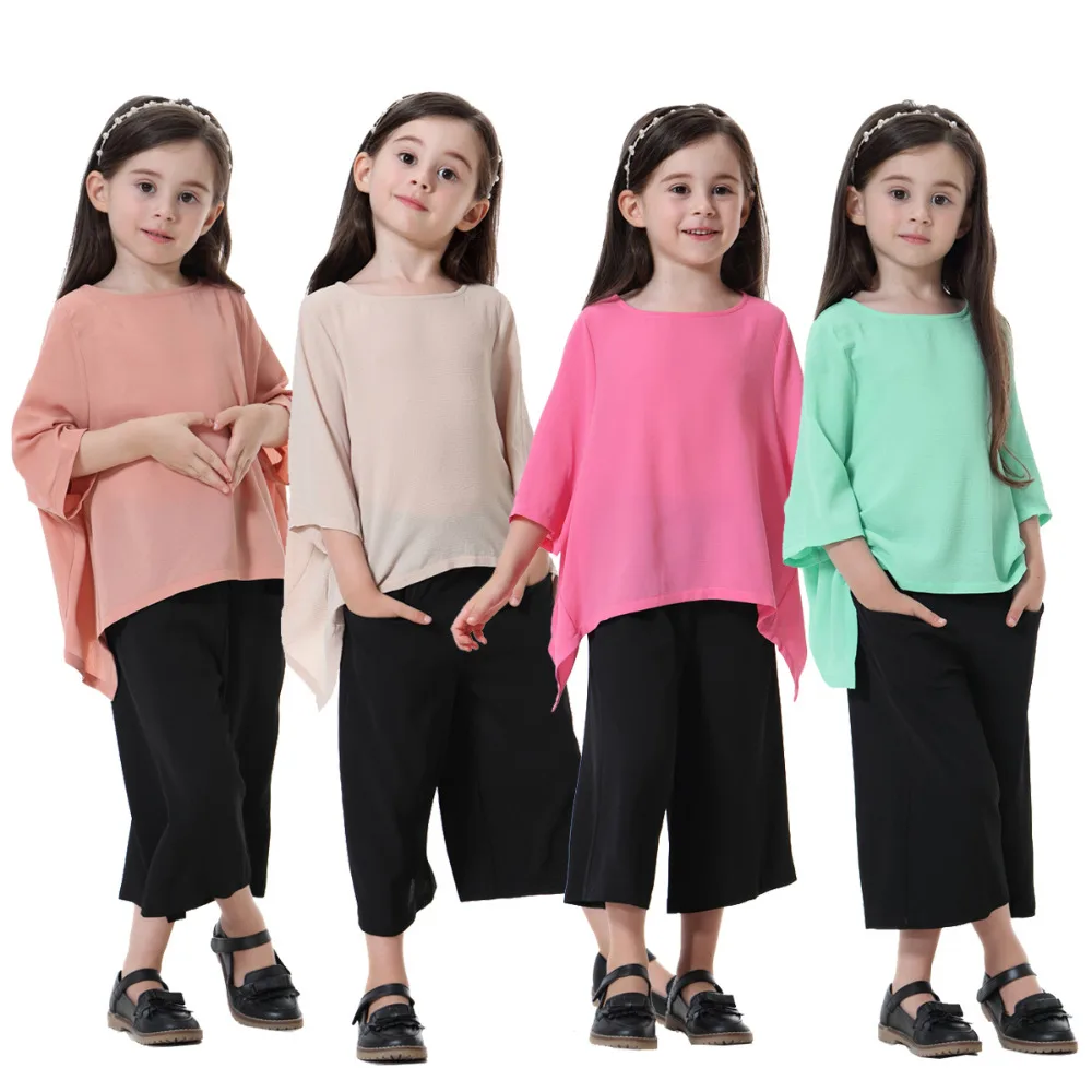 Комплект из 2 предметов для девочек мусульманок однотонные топы и штаны милые
