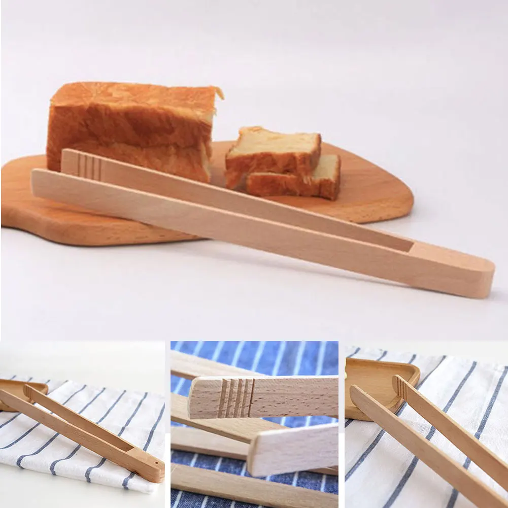 Details about   1* 20cm Wood Clamp Toaster Tongs Kitchen Tong for Serving Food Flipping Bacon 