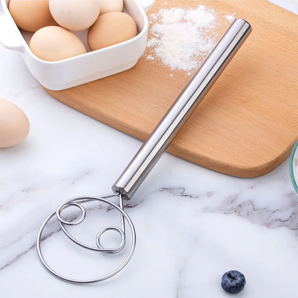 1Pc Eggs Cream Mixing Rods Double Holes Flour Cake Stirrer Whisk For Danish Dough Bread Smooth Tools Coil Mixer Kitchen Tools