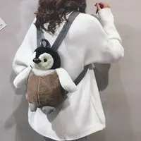 Cute Penguin Plush Backpack For Girls Khaki Penguin Plush Shoulder Bag Birthday Best Gift For Girls Soft Small Bag 1