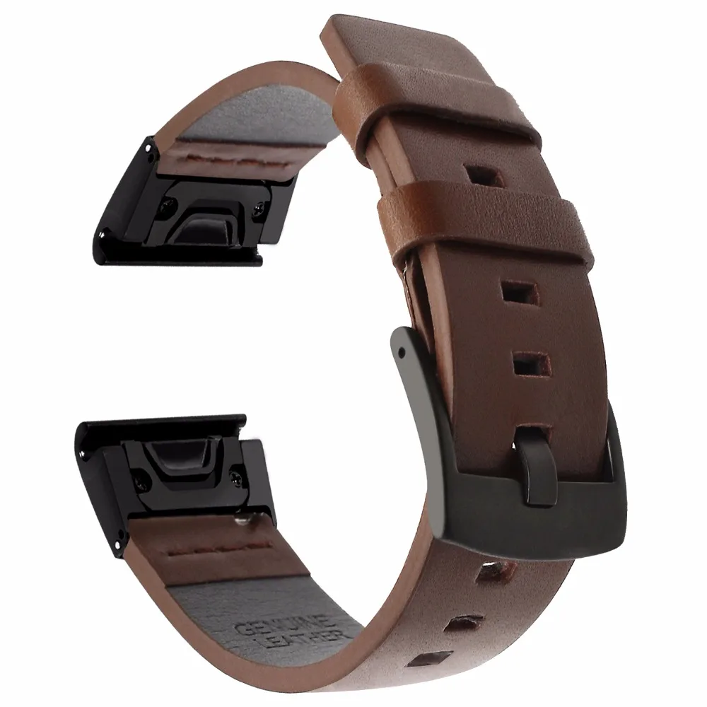 26 22MM Leather Watch Strap for Garmin Fenix 6X 5X 6 5 3 3HR GPS Watch Release Quick fit Wrist Band Strap for Forerunner 935 945