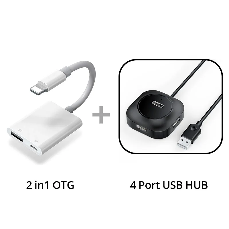 PZOZ 2 в 1 OTG кабель для apple iphone USB камера ридер адаптер Соединительный комплект кабель синхронизации данных для iphone x 8 7 Plus 6S - Цвет: 2 in1 OTG and 4 port