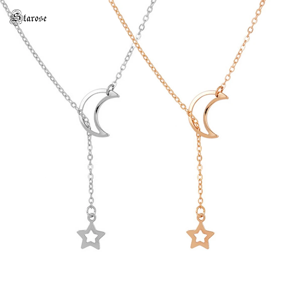1pcs Women's Jewelry Simple Long Pendant Gold Plated Star Choker Chain Necklace 