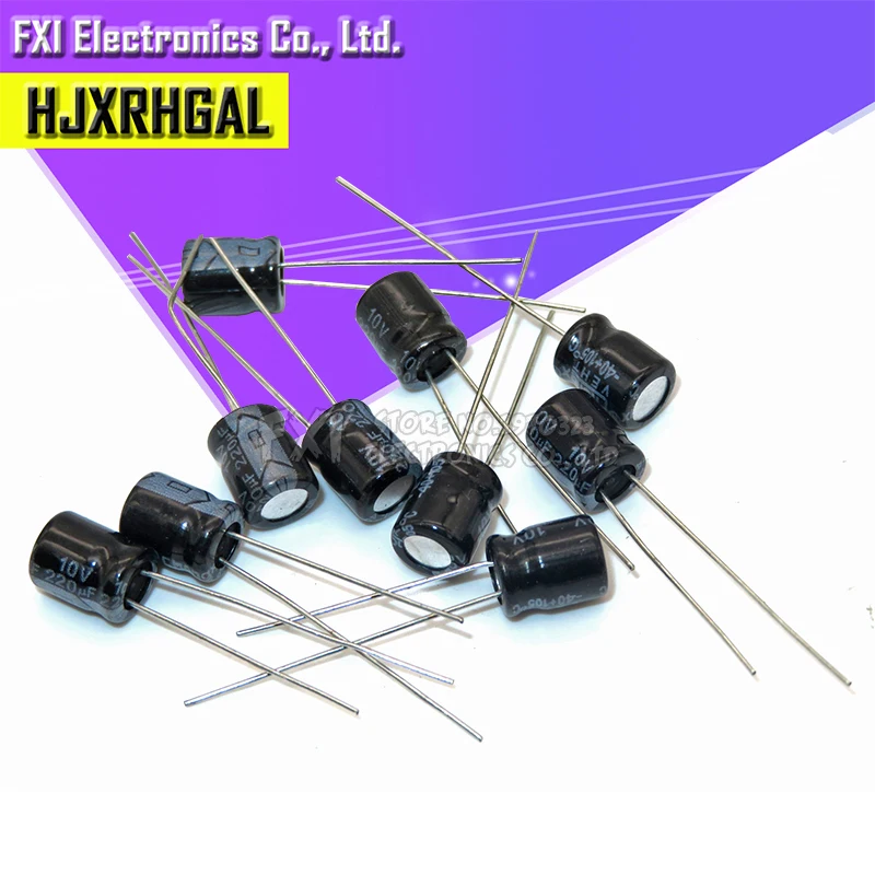 50 шт. 10V220UF 6*7 мм 220 мкФ 10V электролитический конденсатор с алюминиевой крышкой