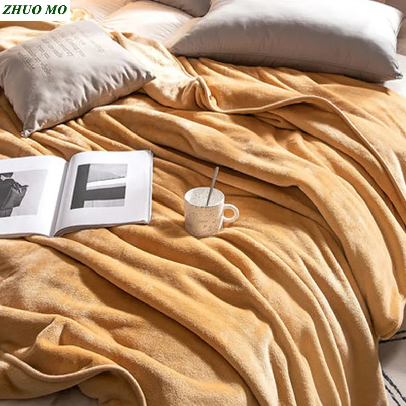 ZHUO MO 180*200cm Coral fleece blanket luxury warm large size bedding cover quilt winter for home Wedding Bed sheets | Дом и сад