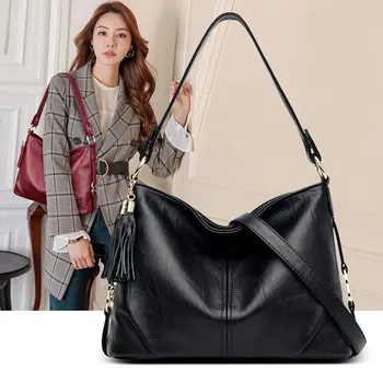 

2020 Women Shoulder Bags PU Leather Female Zipper Diagonal Span Package Ladies Classic Handbag Black