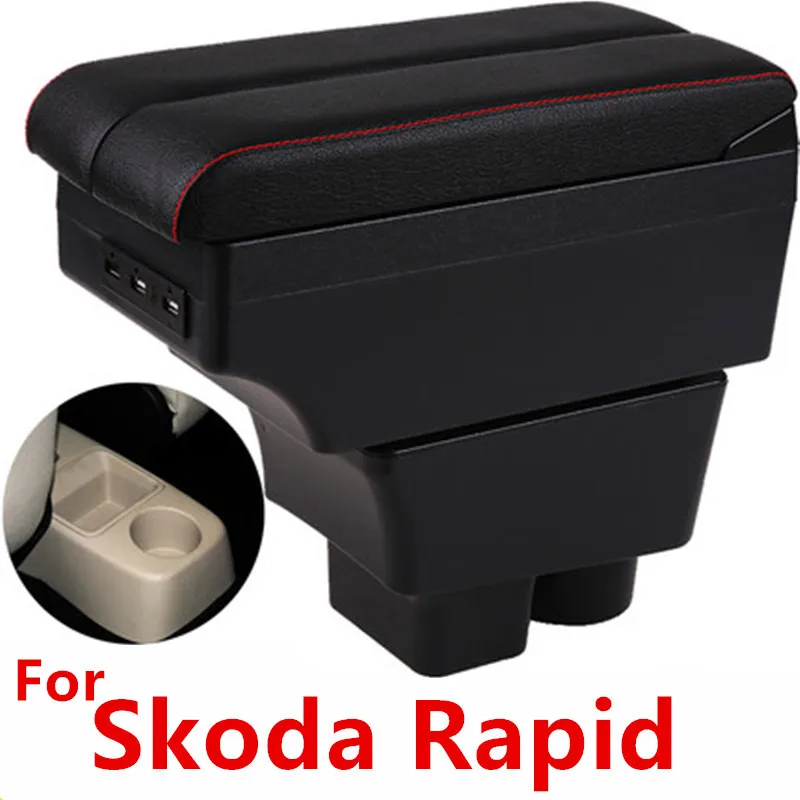 for Skoda Rapid armrest box central Store content box with USB