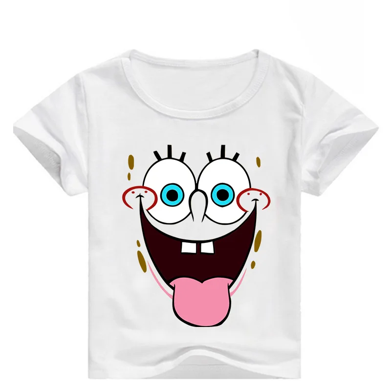 От 2 до 13 лет мультяшная Губка Боб футболка г. Летняя детская одежда для мальчиков и девочек хлопковые топы для маленьких девочек, футболка для мальчиков, Детская футболка