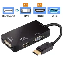 DisplayPort Adapter to HDMI 4K VGA DVI Male to Female DP to HDMI Converter for Computer Projector Multiport DisplayPort Adapter displayport to hdmi vga hd convertor white