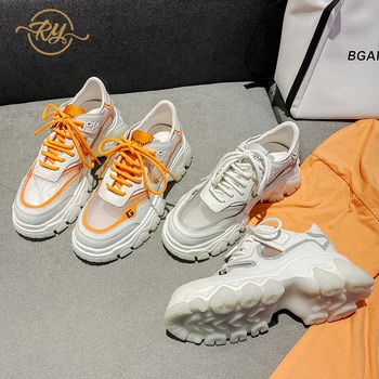 

RY-RELAA womens sneakers shoes 2018 fashion Genuine Leather wedges shoes for women ins style womens luxury shoes white sneakers