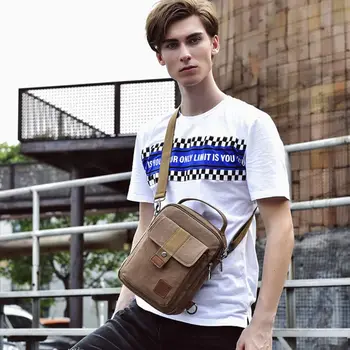 

Men's Small Handbag Canvas Messenger Chest Bag Vintage Shoulder Crossbody Bags Satchel C90E