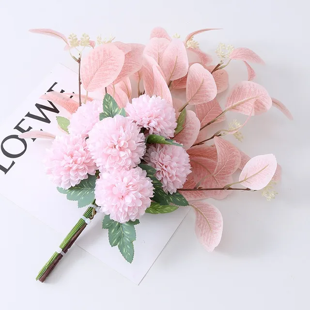 Nordic Flower Bouquet Anemone Wedding Bridal Bouquet Silk Artificial Flowers DIY Srapbook Home Party Decoration Fake Flower light pink