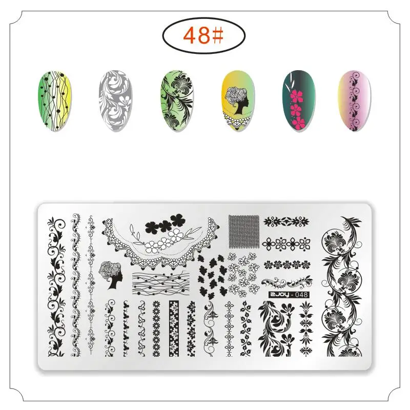 ZJOY отрицательное пространство листья цветы палитры ногтей Дизайн ногтей штамп шаблон 1 шт. набор 12,5*6,5 см прямоугольник DIY наборы для нейл-арта шаблон - Цвет: ZJOY48