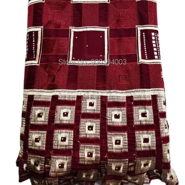 2020 Высококачественная винно-красная нигерийская вышитая кружевная ткань для