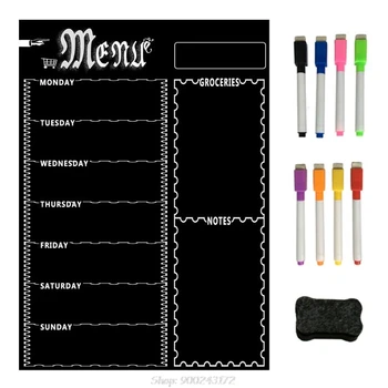

Magnetic Refrigerator Chalkboard,Weekly Menu, Meal Planner, Grocery Shopping List, Board, for Kitchen Fridge S21 20 Dropship
