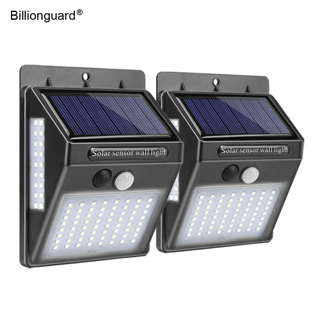 

2pcs 100 LED Solar Wall Lamp with Motion Sensor Outdoor Led Solar Powered Garden Light Waterproof Security Light for Street Path