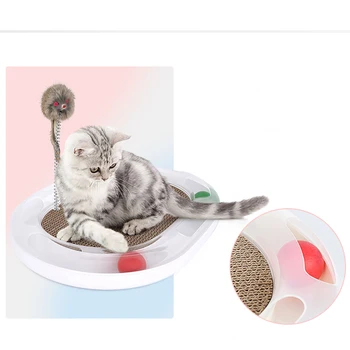 

Cat Scratch Board With Track Ball Pet Track Toys With Chasing Mouse Interactive Ball Toy Scratch Pad Cats Pupppy Fun Furniture