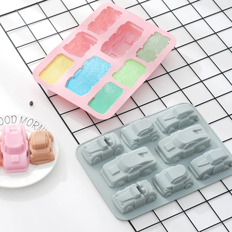 New Car Silicone Cake Mold Large 6 Cavity Car Modeling Silicone Mold DIY Kitchen Baking Tools Ice Grid Mold Easy Release
