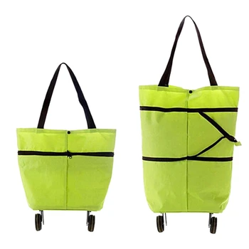 

Portable Shopping Trolley Bag Oxford Compression Tote Bag Shopping Cart Reusable Grocery Bags Wheels Rolling Shopping Organizers