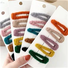 AOMU Velvet Candy Color Hair Clips Waterdrop Barrettes Girls Hairpins Colorful Hairgrips For Women Hair Accessories New arrival