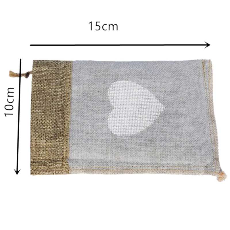 Льняные сумки в декорированном мешковиной горшке Drawstring Рождество любовь с изображением сердца, для подарков сумка Свадебная вечеринка сумки для Кофейные зерна конфеты Макияж Ювелирные изделия, 50 шт в наборе