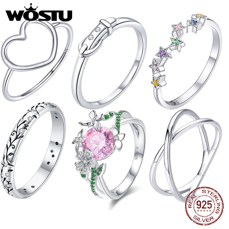 WOSTU 100% реальные 925 Stelring Серебряный двойной слой с крестом кольца Классический 2020