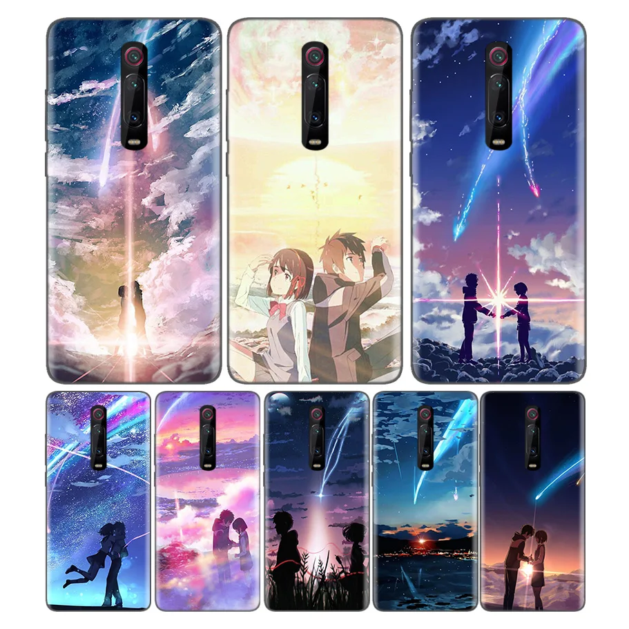 Черный мягкий силиконовый чехол-сумка для Xiaomi mi 9T CC9 Red mi 4 4X5 6 6A 7 7A Note Plus K20 Pro F1 Tampa Fall Ki mi no na wa yo