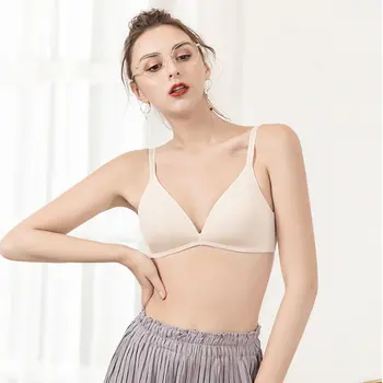 

Fashion New Light Triangle Cup Bra Smooth Bralette No Trace No Steel Ring Gathered Bra 70B-90B