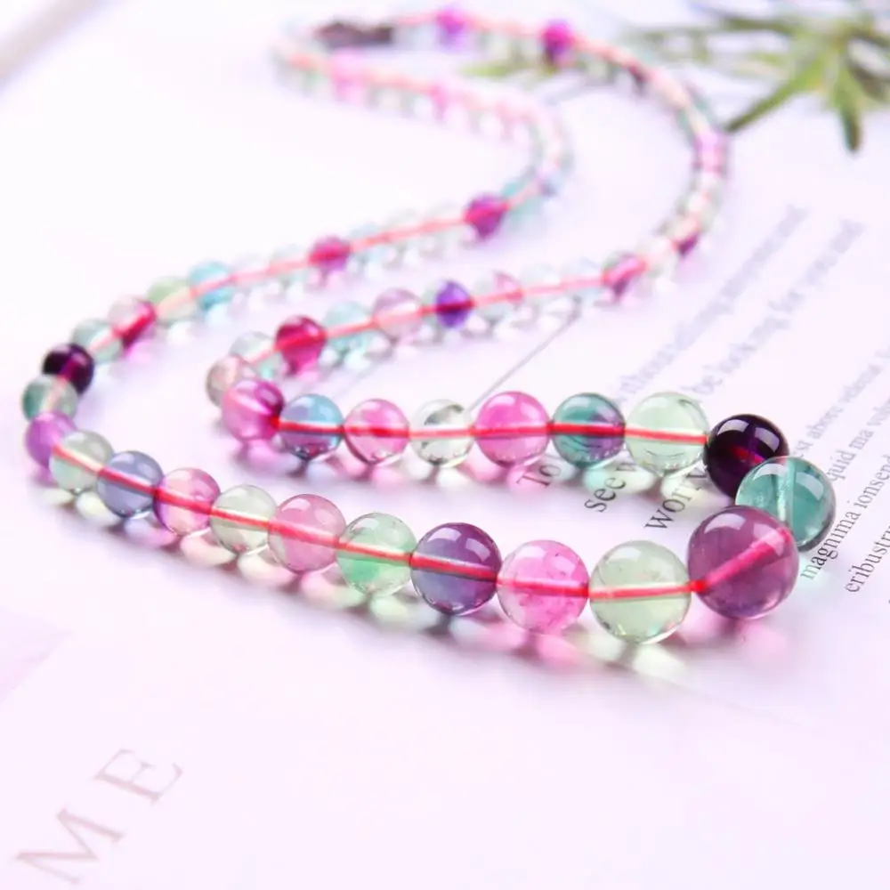

Fine-quality natural gemstone rainbow fluorite crystal necklace, energy crystal tower bead chain, jewelry gifts for ladies