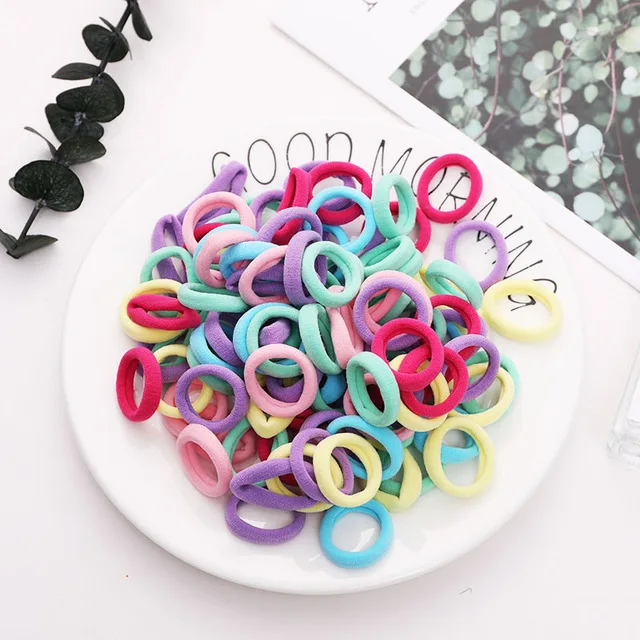 crude mix 2 New 100PCS/Lot Girls Candy Colors Nylon 3CM Rubber Bands Children Safe Elastic Hair Bands Ponytail Holder Kids Hair Accessories - Цвет: crude mix 2