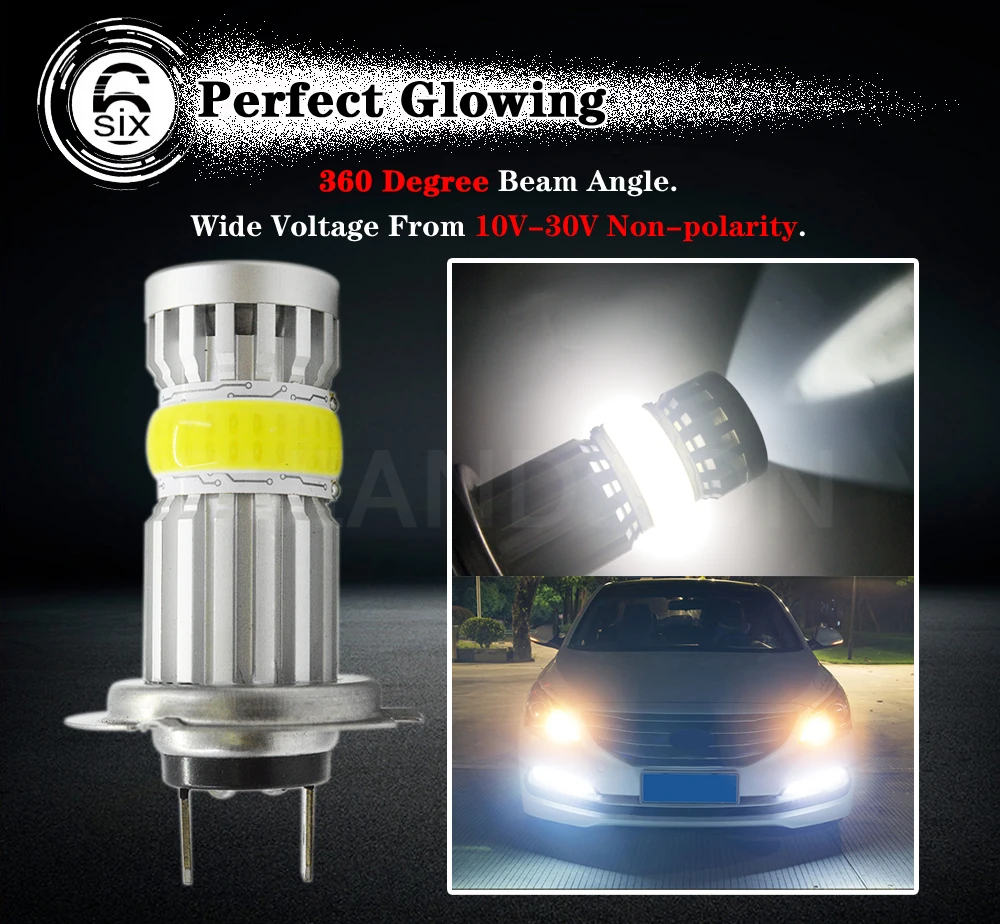 2x неполярность 10-30 в 12 Вт Автомобильная противотуманная фара H9 H8 Led H11 Led H7 C'ree+ бескорпусный чип СВЕТОДИОД Canbus 1000LM день светодиодные противотуманные фары 6000K