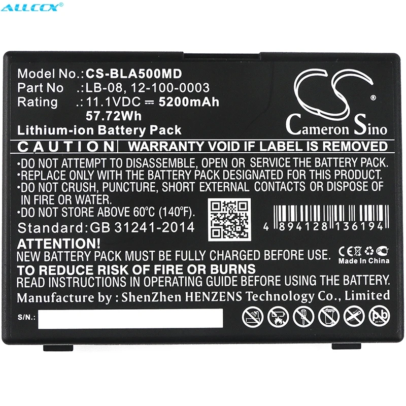 Аккумулятор Cameron Sino 5200mAh 12-100-0003, LB-08 для bolat A5, A6, A8, Q3, V6