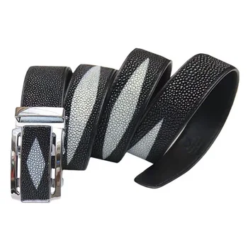 

Business Formal Style Thailand Authentic Stingray Leather Men's Waist Strap Exotic Genuine Skate Skin Automatic Buckle Male Belt