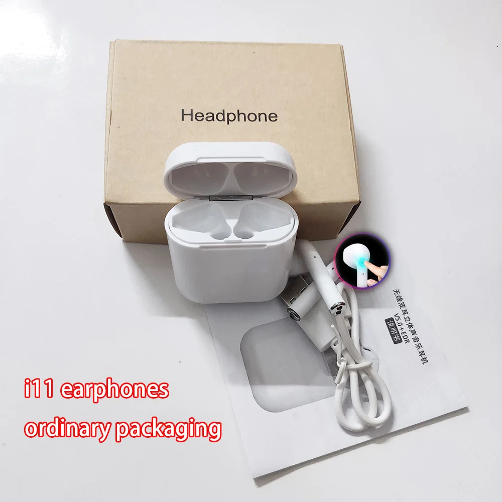 white i11 Близнецы наушники мини 3D стерео звук Bluetooth наушники истинные Беспроводные спортивные наушники с внешним аккумулятором i7S tws i11 - Цвет: white i11