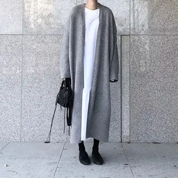 

LANMREM women autumn winter new kintted cardigan long coat 2020 fashion New Long Knee-length Cardigan Sweater Coat Female PB230
