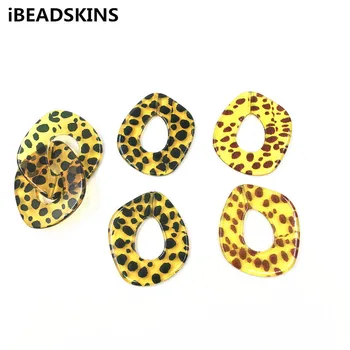 

New arrival! 48x43mm 50pcs/lot Acrylic Leopard print Oval flat-shape beads for jewelry making(Design as shown)