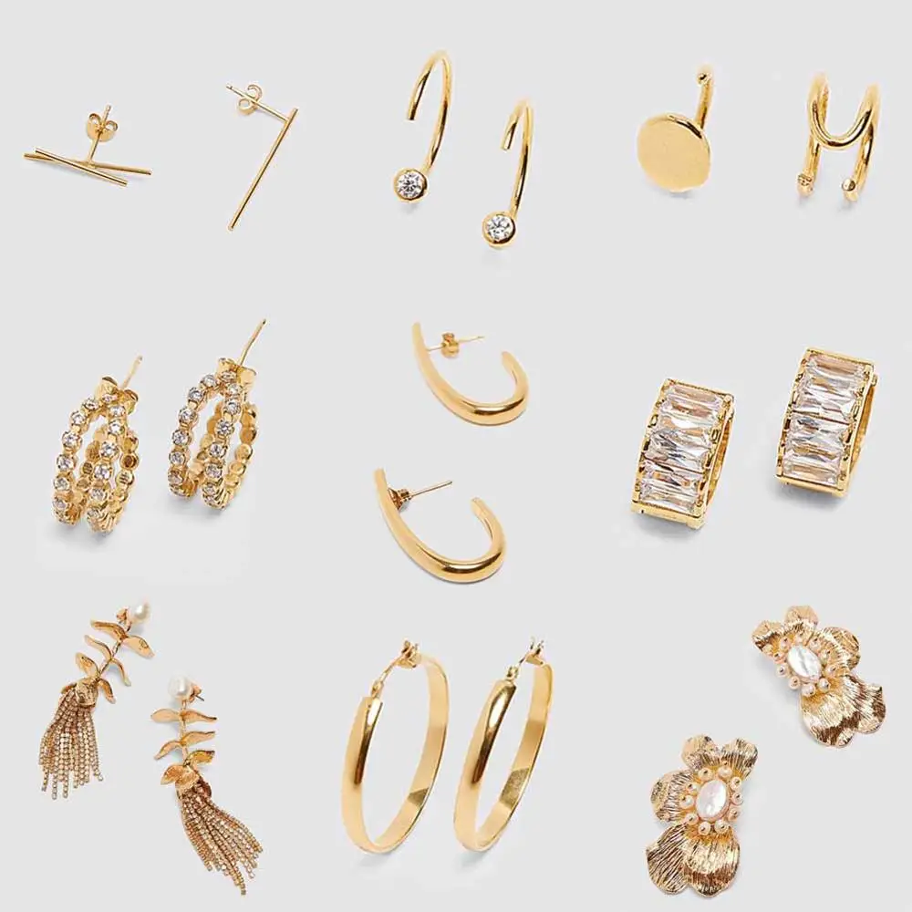 

Girlgo Vintage Metal Maxi Gold Color ZA Earrings for Women Fashion Geometric Luxury Drop Earrings Jewelry Girlfriend Gift Bijoux