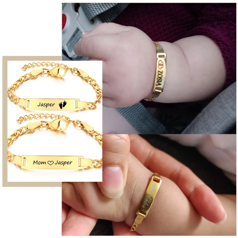 Bracelet Figaro A Mailles Lisses Avec Gravure Personnalisee Nom De Bebe Maman Date D Anniversaire Chaine A Maillons Bijoux Cadeaux D Amour Pour La Famille Aliexpress